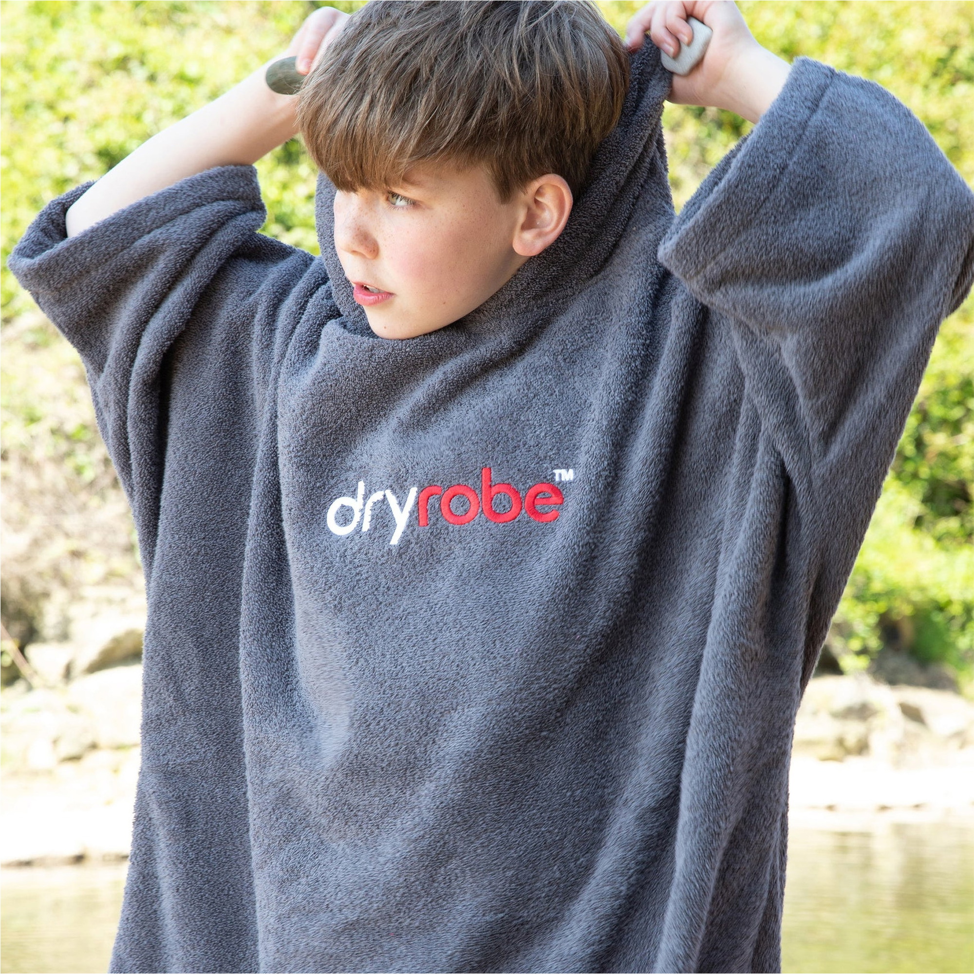 2026 Dryrobe Junior Albornoz Con Capucha De Algodón Orgánico V3DRJOCTR - Slate Grey